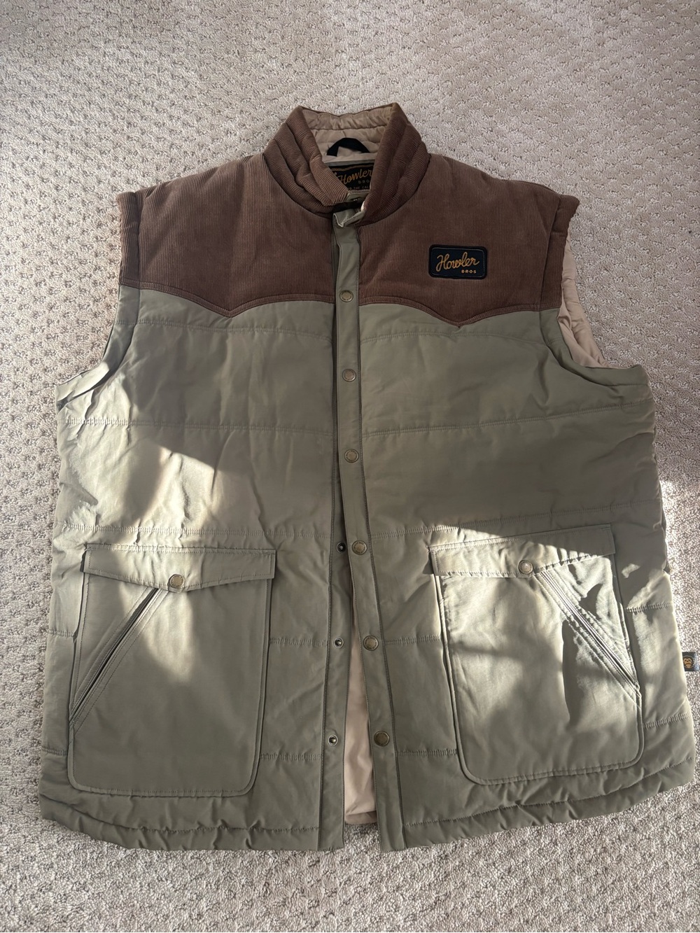 Howler Brothers Olive & Brown Quilted Vest - Picture 2 of 5